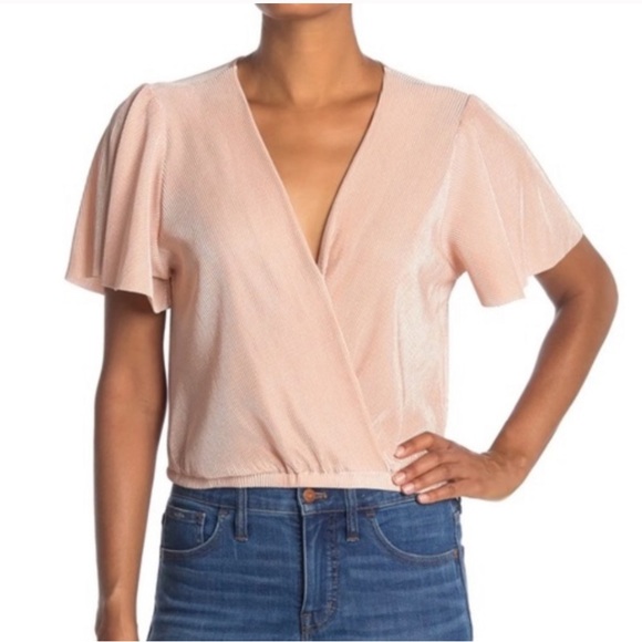 ATSTR The Label Light Pink Crinkle Pleated Top/ Blush Peach - Picture 3 of 12